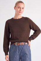 Boxy brown sweater with boat neck