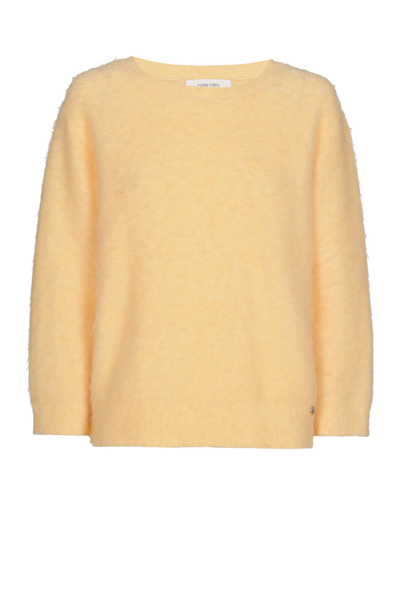 Gele harige wijde alpaca trui