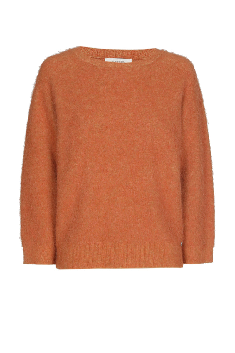Oranje harige wijde alpaca trui