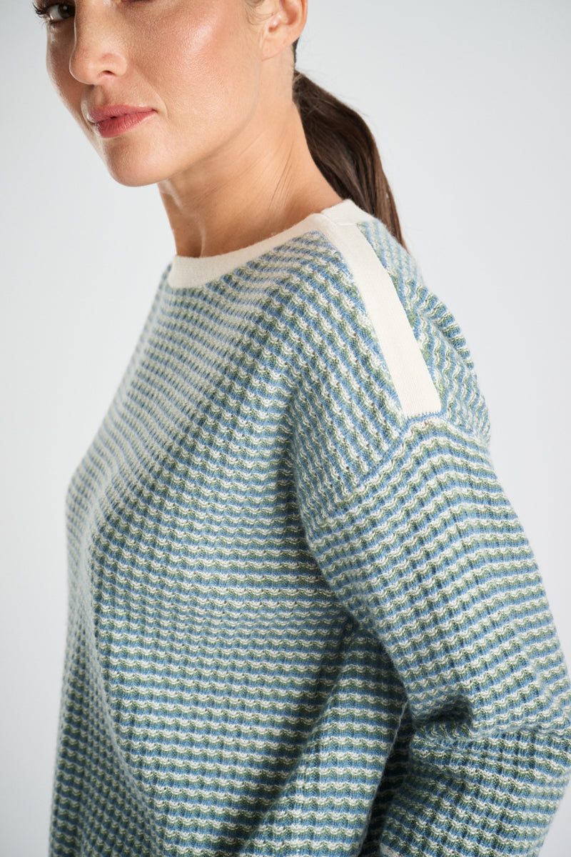 Boxy boatneck jacquard sweater