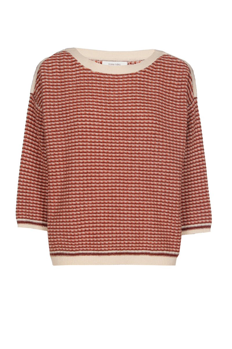 Boxy jacquard trui met boothals