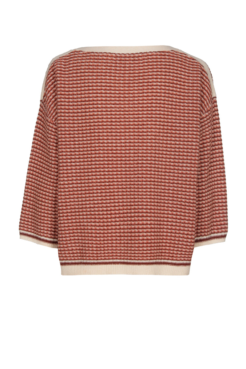 Boxy jacquard trui met boothals