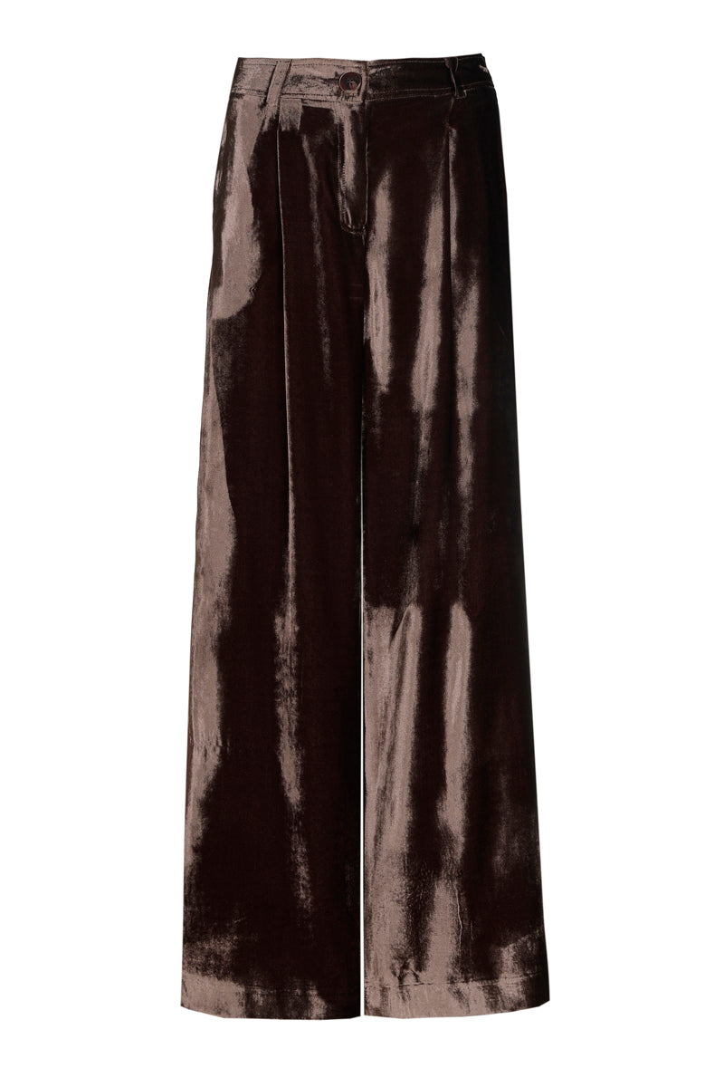 Wijde bruine velvet broek