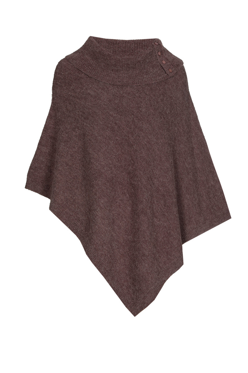 Bruine cape met ruime rolkraag