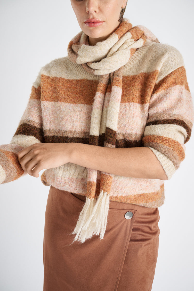 Wide striped wool scarf 