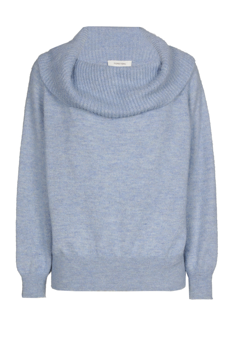 Pull épais en laine bleu ciel à col tombant