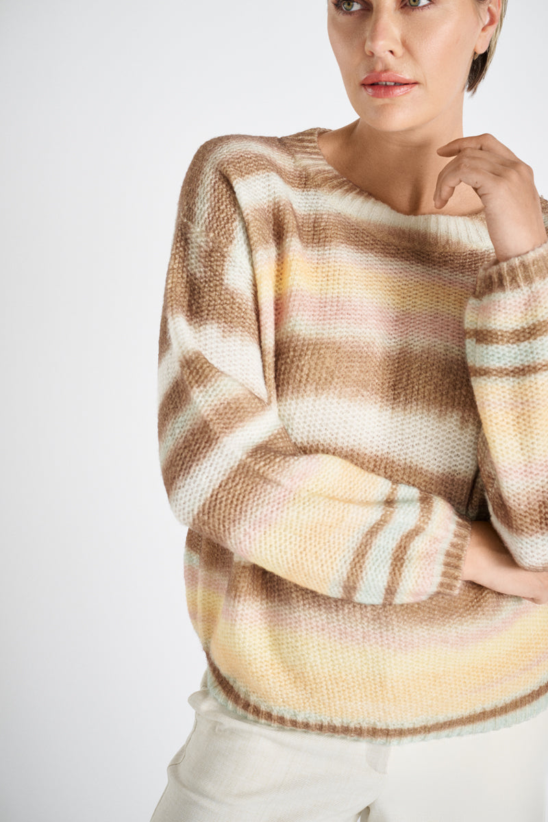 Pull boxy ligne dégradées laine-alpaga 