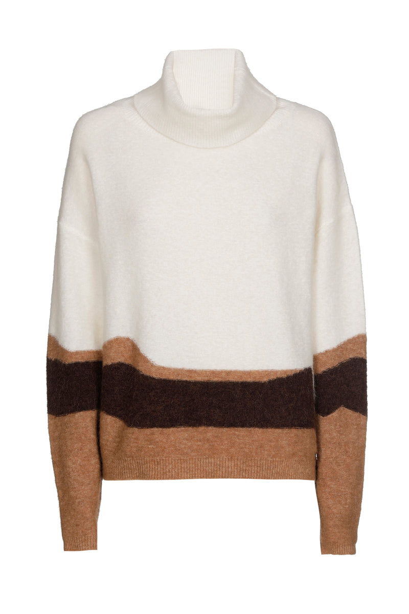 Ecru rollneck with wavy print