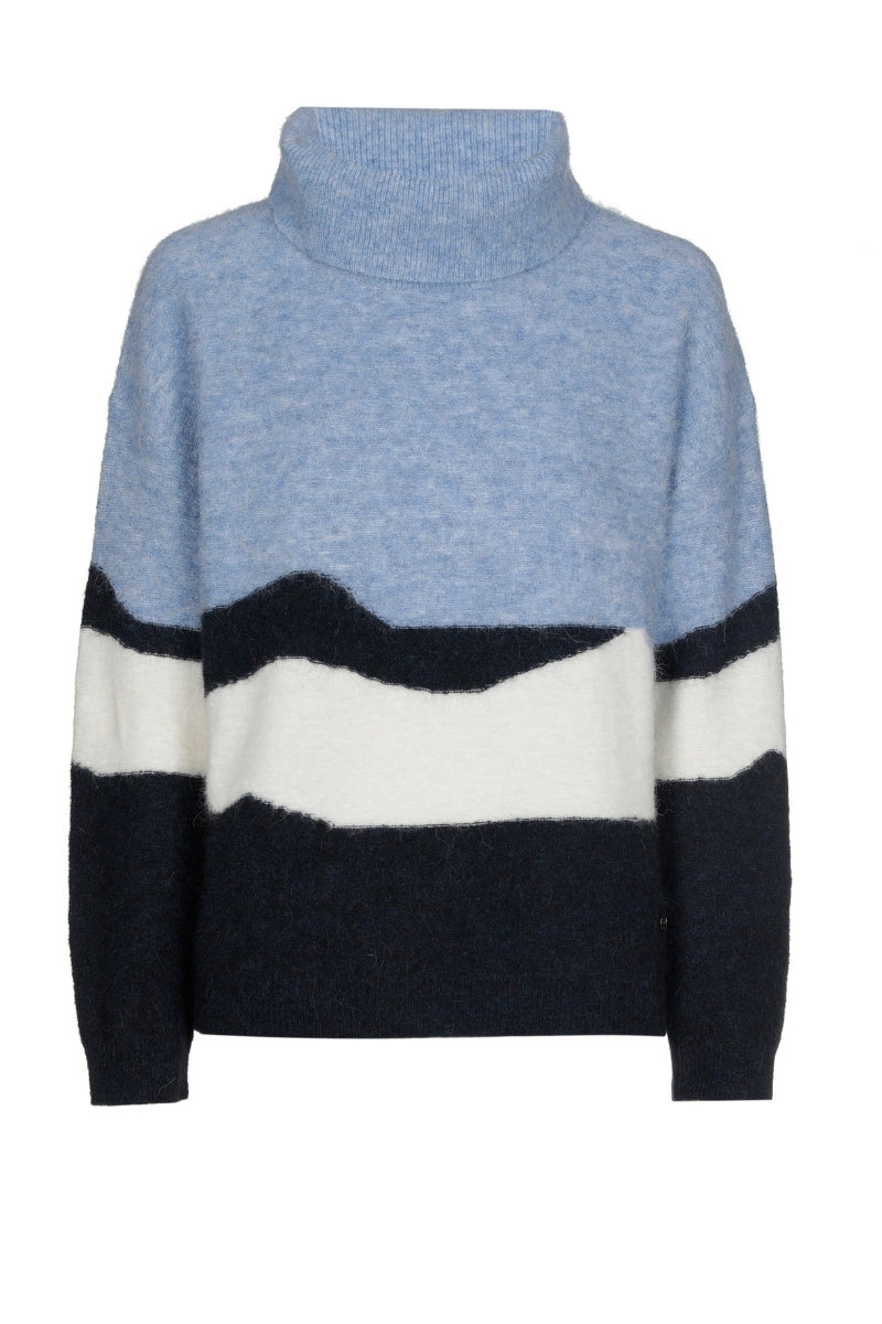 Rollneck with blue wavy print