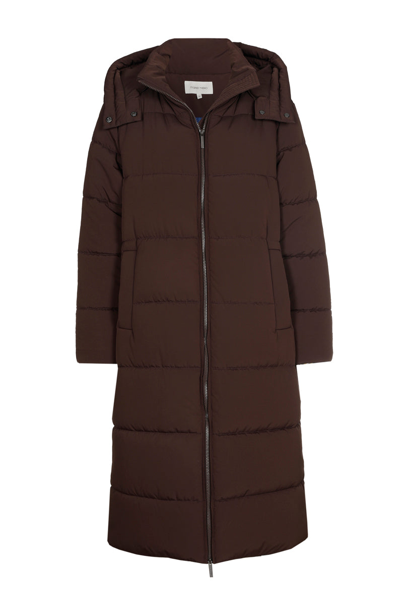 Lange bruine parka met kap