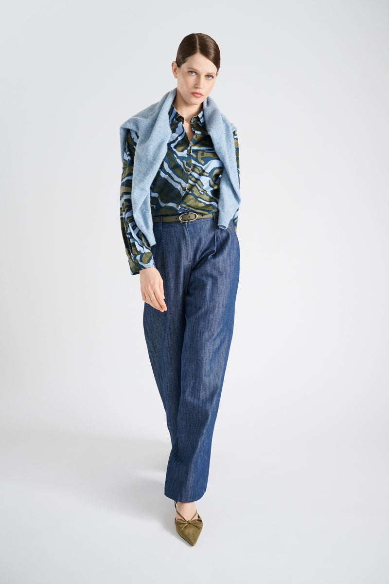 Rechte denim lange broek met zakken