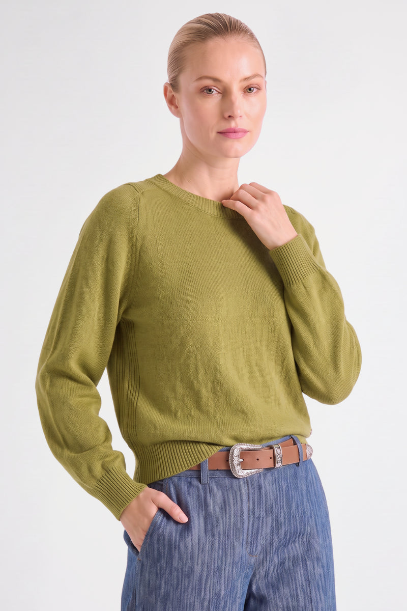Pull boxy olive à col bateau 