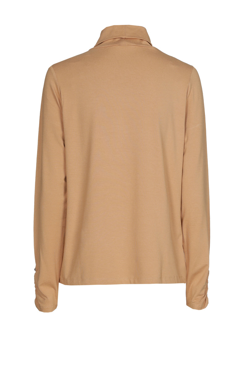 Sous-pull camel col roulé manche froncée