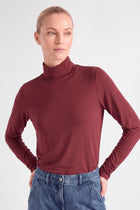 Sous-pull merlot met gefronste mouw