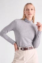 Basic grey turtle neck with gathered sleeve
