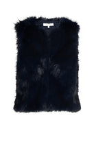 Waistcoat bleu fausse fourrure sans col
