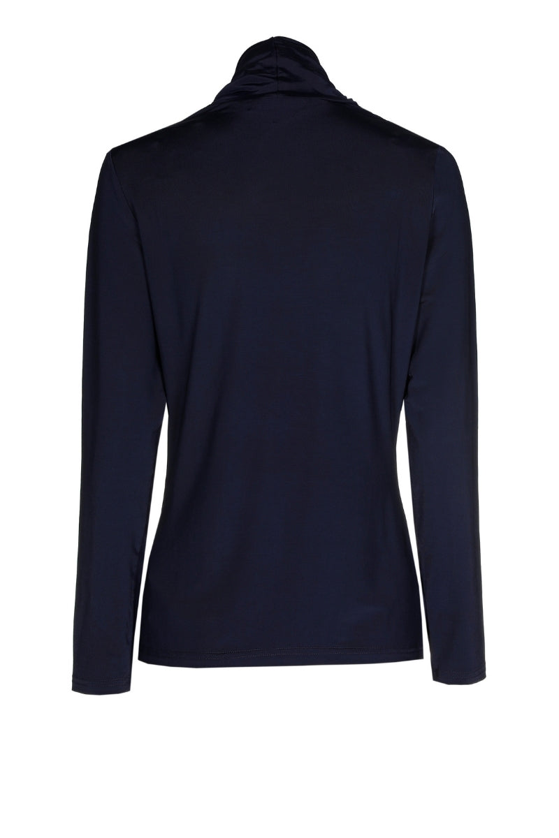 Donkerblauwe sous-pull in stretch viscose