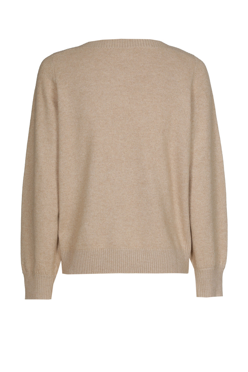 Boxy walnut sweater with boat neck