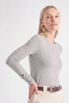 Basic grey t-shirt with long gathered sleeve
