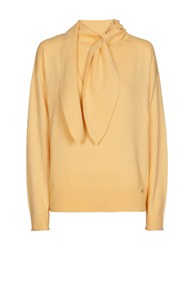 Boxy bow collar sweater in yellow cashmere-cotton