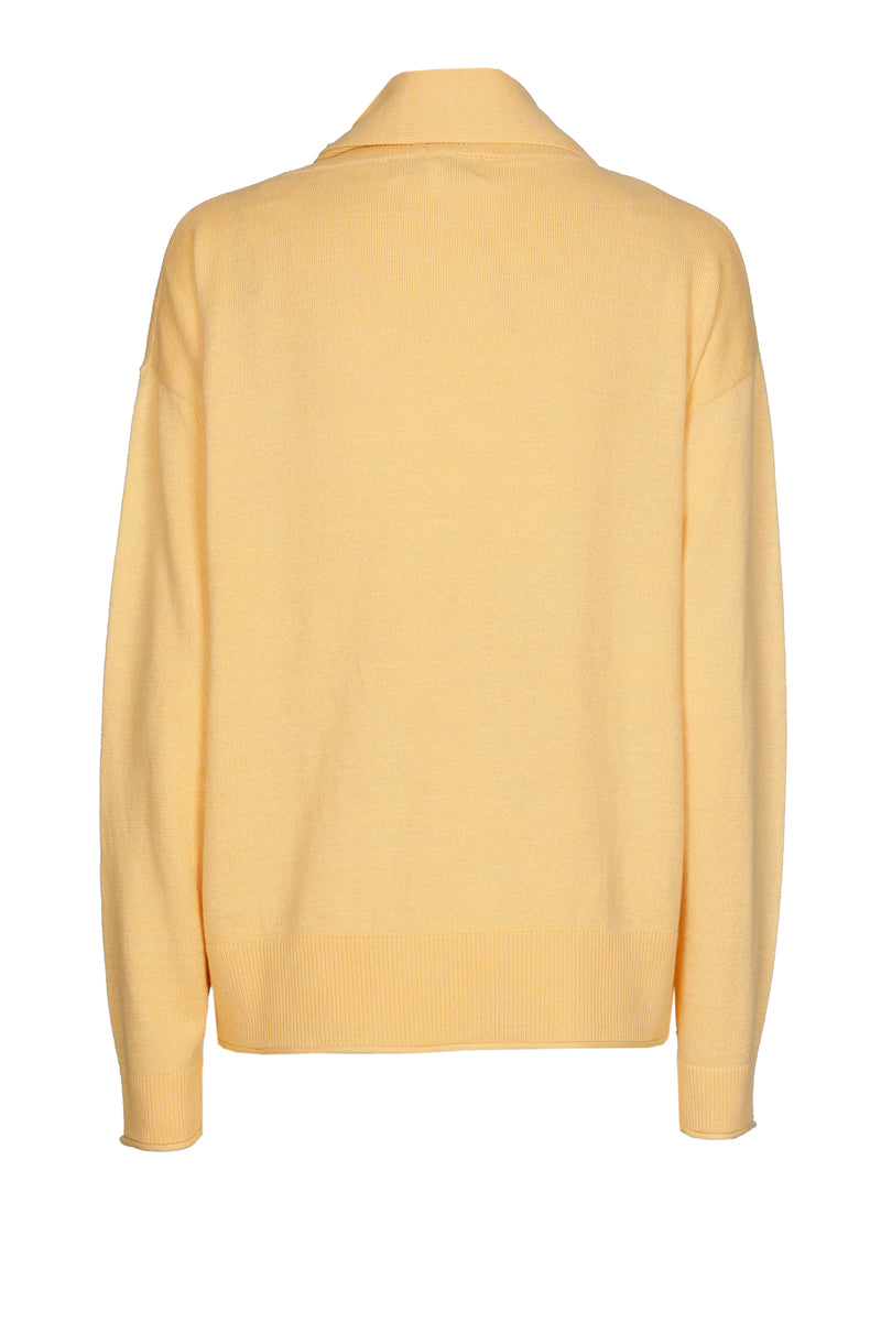Boxy bow collar sweater in yellow cashmere-cotton