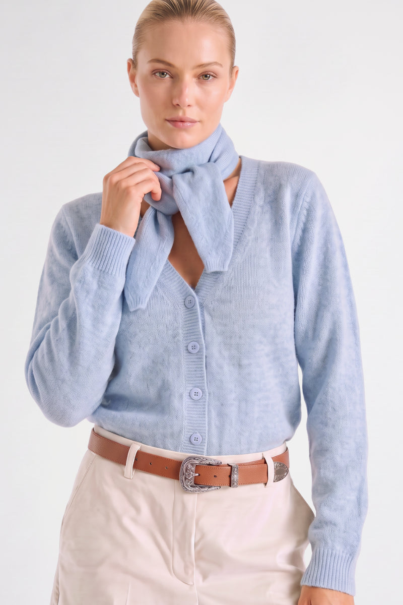 Sky blue triangle wool-cashmere scarf