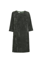 Short and straight green velvetine dress