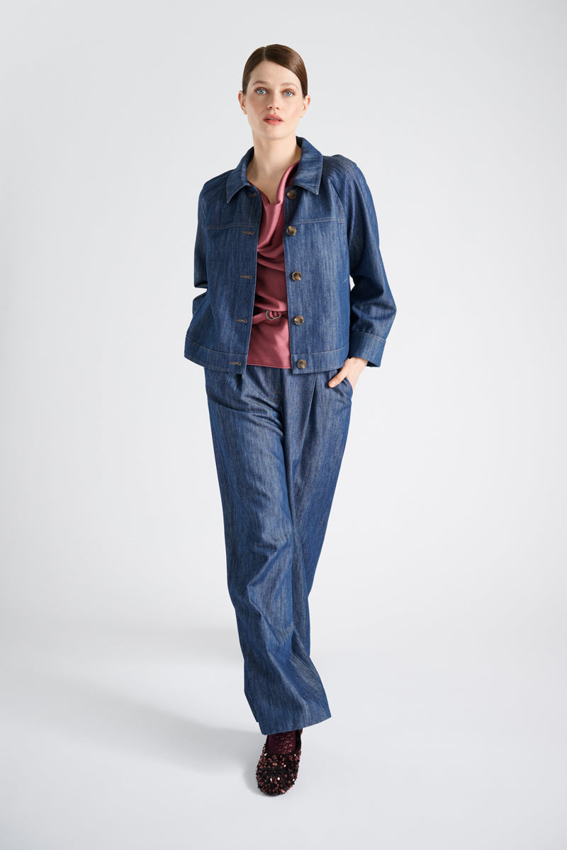 Straight denim shirt-jacket
