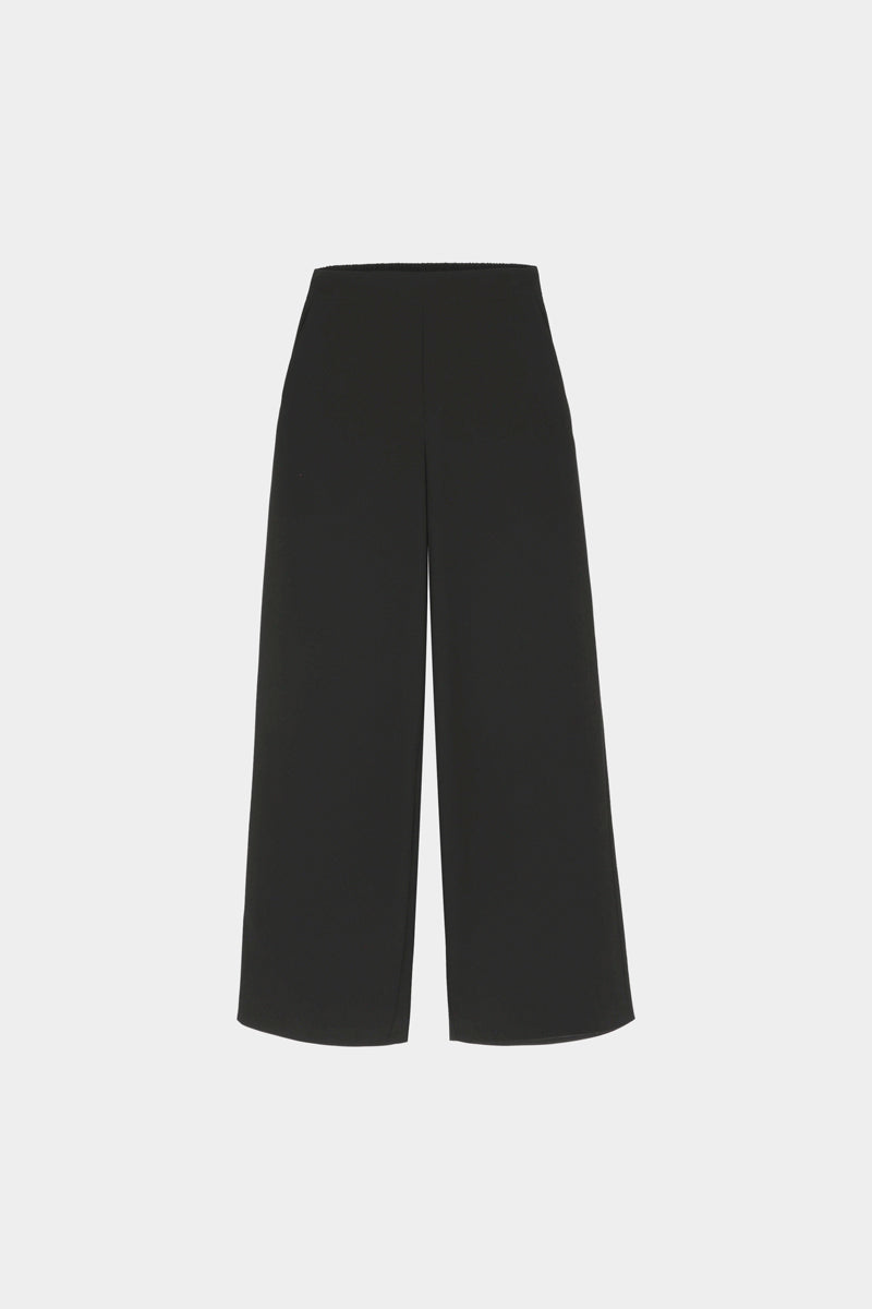 Wijde zwarte broek met elastiek achteraan