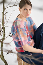 Short sleeve multicolor crochet sweater