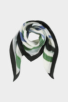 Graphic silk scarf in green, blue and black