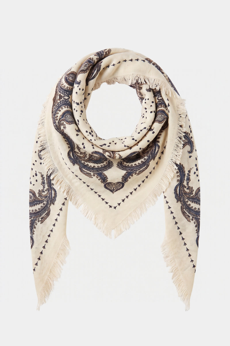 Triangular wool-cashmere blend scarf