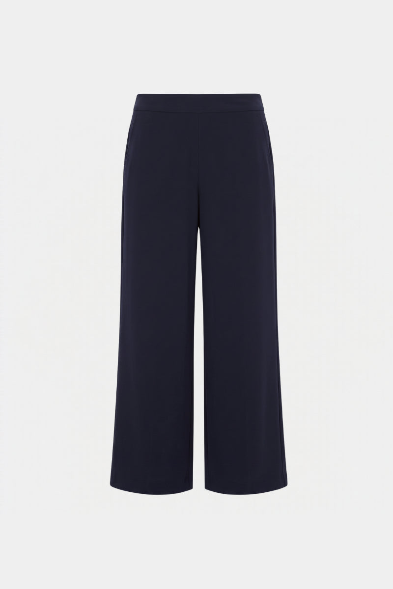Wijde nachtblauwe broek met elastiek achteraan