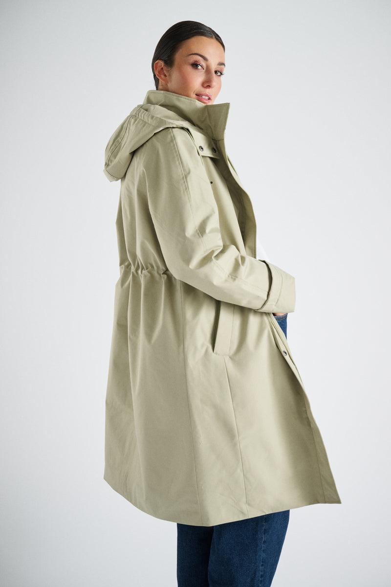 Kaki parka met kap