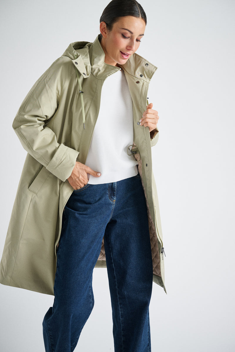 Kaki parka met kap