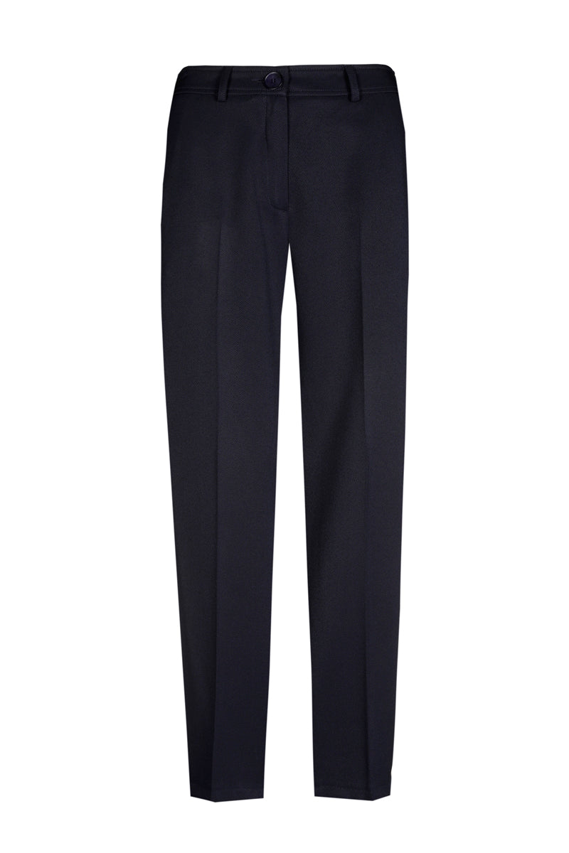 7/8 trousers in dark blue and elastic at the back of the waist