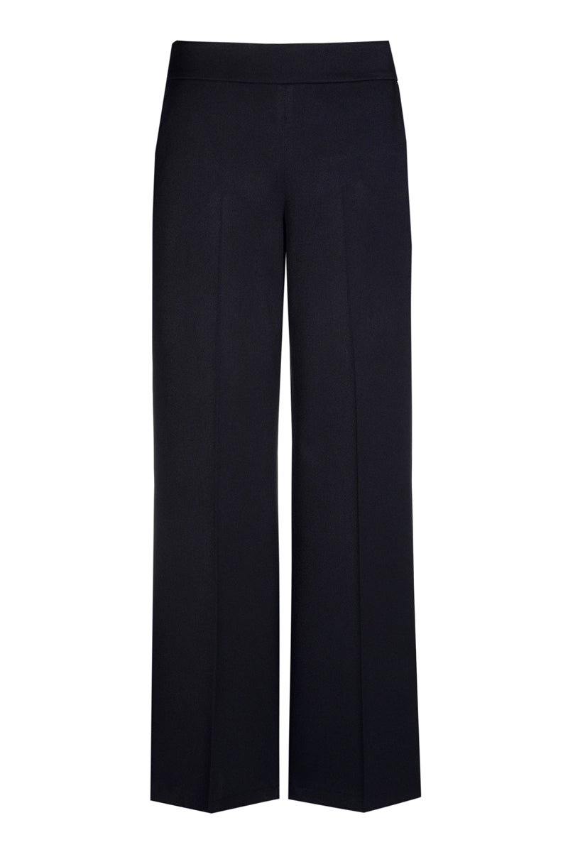 Wide dark blue pants with elastic in the waist