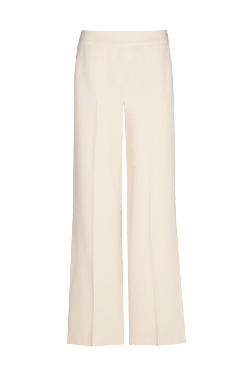 Ecru wide-leg trousers with elastic waist