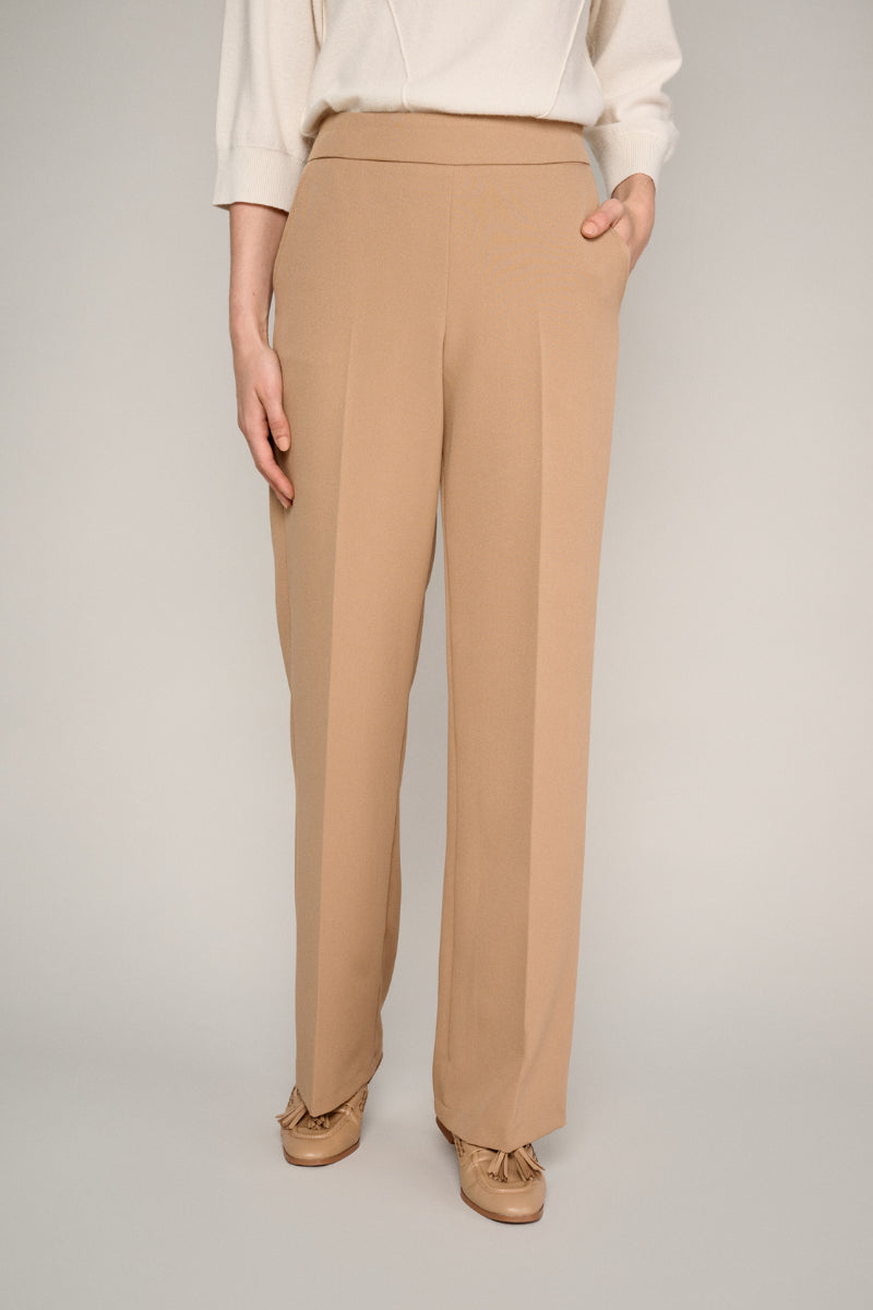 Pantalon large en camel