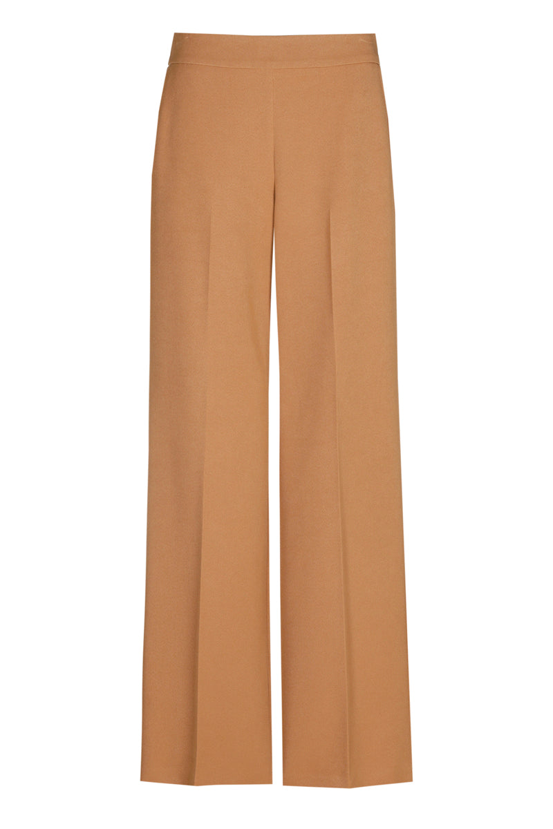 Wide camel pants with elastic waist