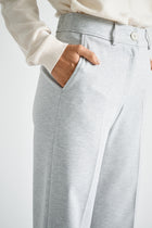 Wide-leg trousers in grey in soft jersey fabric with button fastening