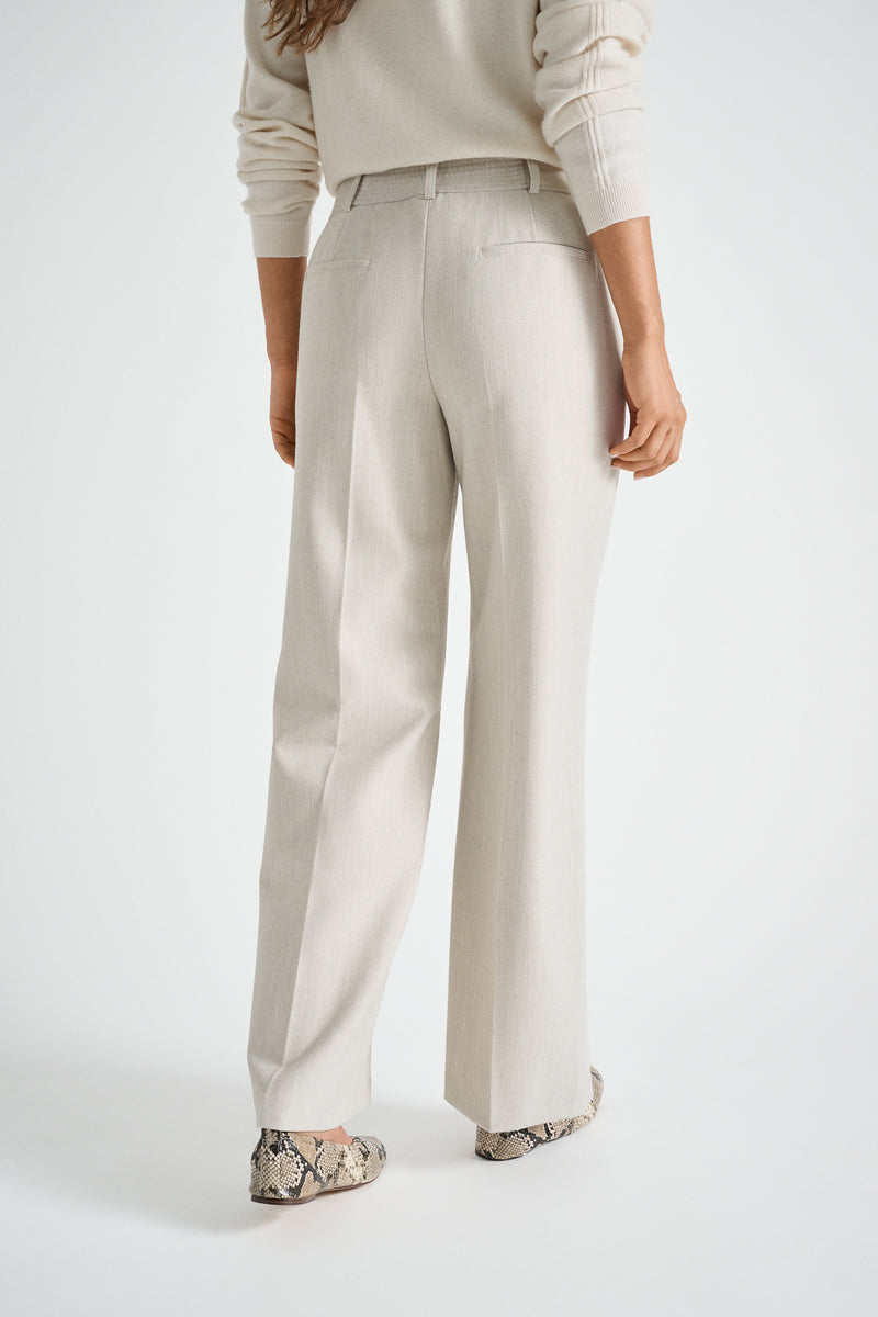 Wide-leg trousers in beige in soft wool quality with button fastening
