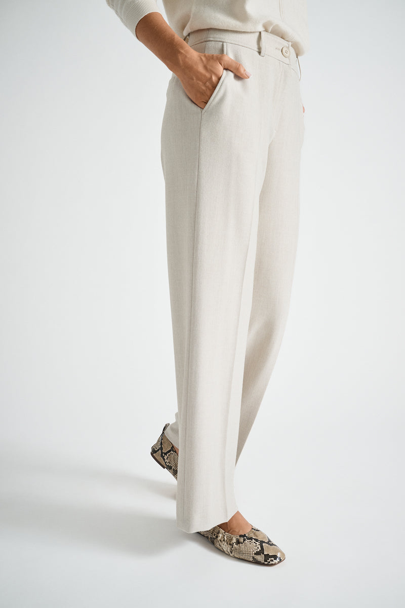 Wide-leg trousers in beige in soft wool quality with button fastening