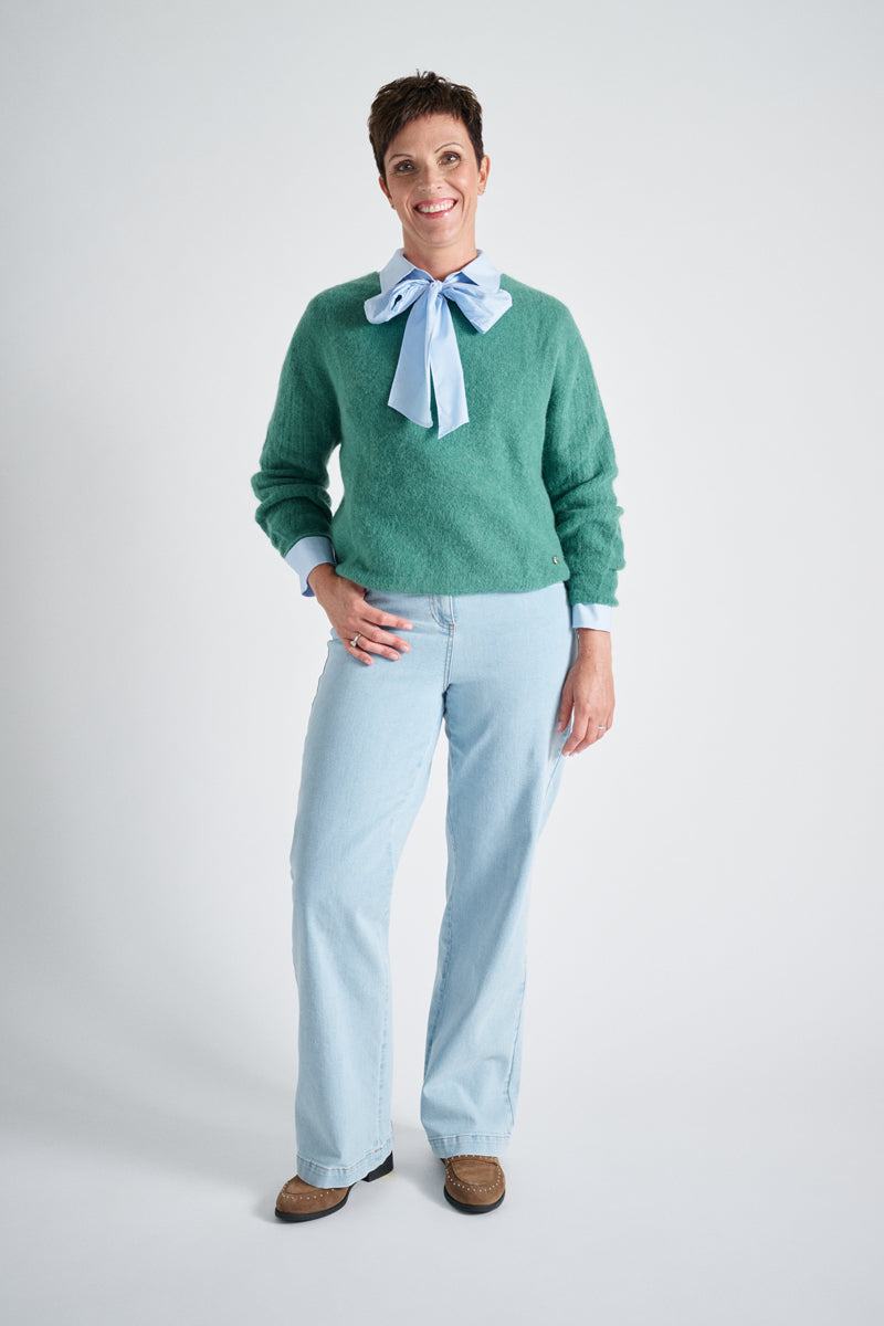 Pull vert à col rond en alpaga